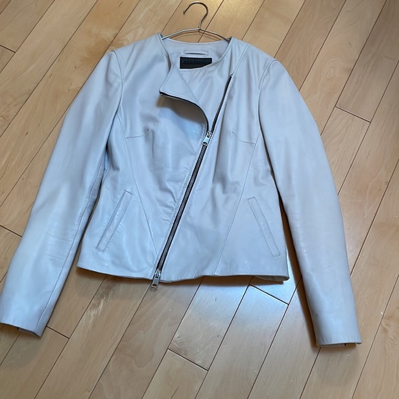 All Saints Fawn Leather Jacket - White - Picture 6 of 10